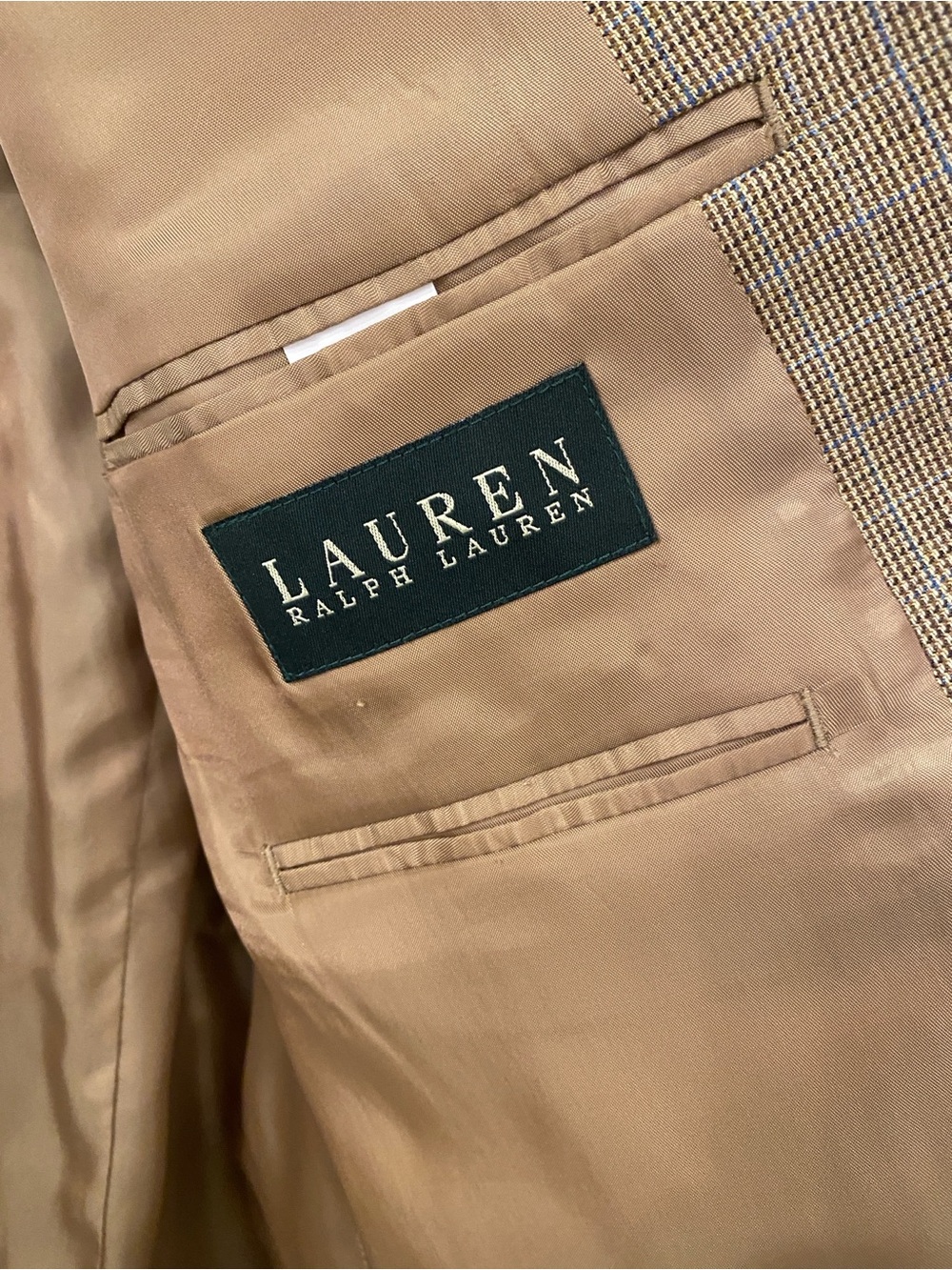 Ralph Lauren Men's Tan Sport Coat Blazer Size 46S Wool Blend Classic Houndstooth - Picture 7 of 11